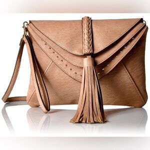Big Buddha JBaylee Tan Wristlet Clutch with Tassel